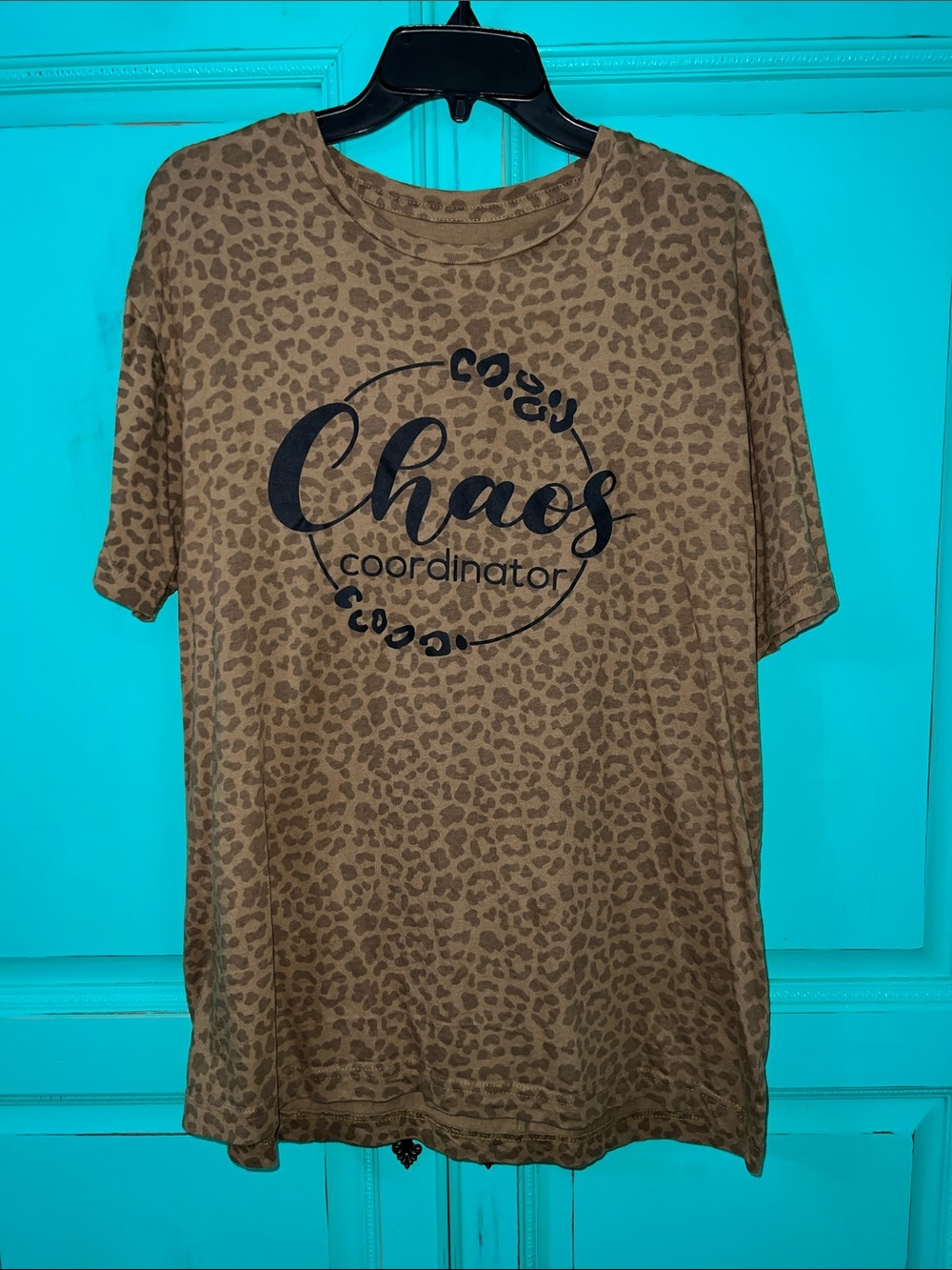Gildan Brown Leopard 'Chaos Coordinator' Short Sleeve Tee